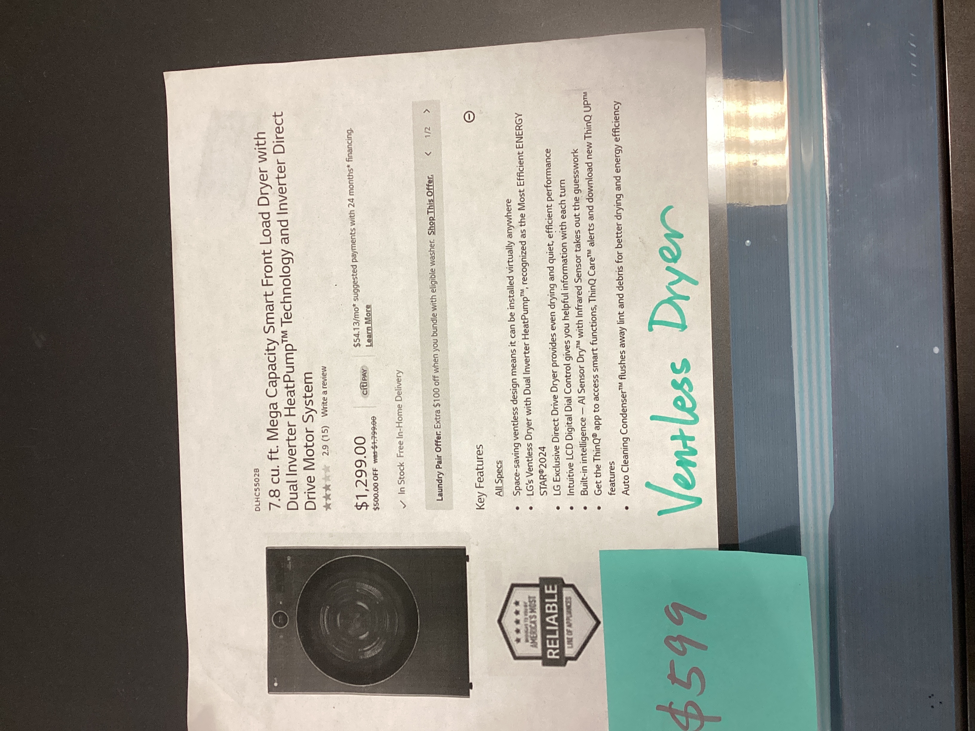 LG DLHC5502B - Dryer at Doraville Store